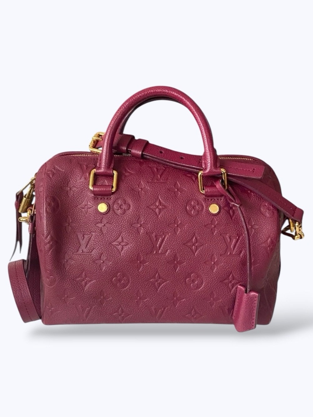 Louis Vuitton Bordeaux Monogram Empreinte Satchel Bag Speedy 25 Bandolier
